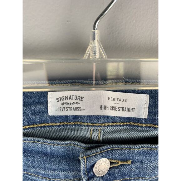 Levi's Signature Heritage Jeans Womens 18 High Rise Straight Distressed Denim - Picture 3 of 9